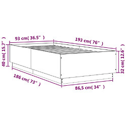 Vidaxl Cadre de lit chêne sonoma 90x190 cm bois d'ingénierie pas cher