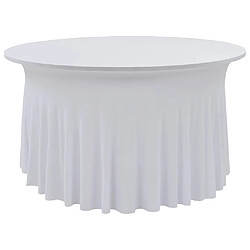 Decoshop26 Nappes élastiques de table avec jupon 2 pièces 180x74 cm Blanc DEC022462