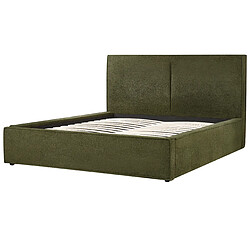 Beliani Lit avec coffre en tissu bouclé vert foncé 160 x 200 cm MOISSAC pas cher