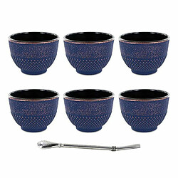 Aromandise 6 tasses en fonte violettes 15 cl + paille inox avec filtre