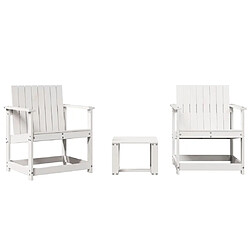 Maison Chic Ensemble de salle à manger de jardin 3 pcs,Table et chaises d'extérieur blanc bois massif de pin -GKD690724