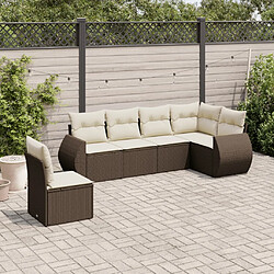 vidaXL Salon de jardin avec coussins 6 pcs marron résine tressée