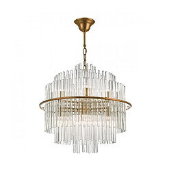 Luminaire Center Suspension Lukas Verre,or antique 13 ampoules 48cm