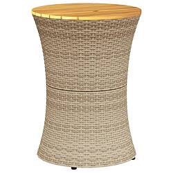 vidaXL Table d'appoint de jardin forme tambour beige rotin bois massif