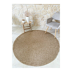 Avril Paris Tapis extérieur rond - 160cm - naturel - 100% polypropylène résistant aux UV - 1400 gr/m2 - EDEN