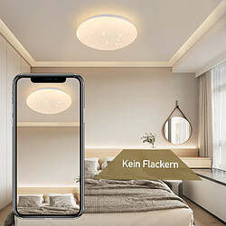 NETTLIFE Plafonnier LED 30cm, ciel étoilé de bain chaud rond 18 W lampe de IP44 pour chambre d'enfant cuisine couloir salle de bain salon pas cher