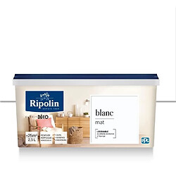 RIPOLIN Peinture murale toutes pieces, Ripolin - Blanc Mat, 2,5L