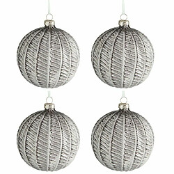 Paris Prix Lot de 4 Boules de Noël Ronde Imprimé 10cm Gris