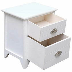 Maison Chic Lot de 2 Tables de chevet,Table de nuit,Table d'appoint pour salon avec 2 tiroirs Blanc -MN83559 pas cher