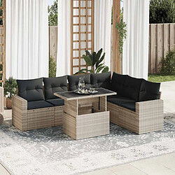 vidaXL Salon de jardin avec coussins 7 pcs gris clair résine tressée