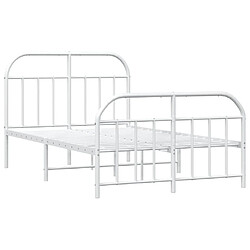 Maison Chic Lit adulte - Lit simple Cadre de lit métal avec tête de lit/pied de lit,Structure du lit Contemporain pour chambre blanc 120x200cm -MN65156 pas cher