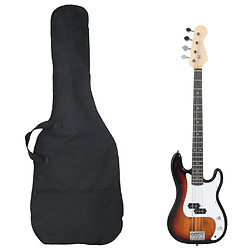 vidaXL Guitare basse électrique de débutants sac brun et blanc 4/4 46"