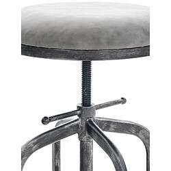 Avis Decoshop26 Tabouret de bar repose-pieds en métal argenté et synthétique gris style industriel vintage 10_0000660