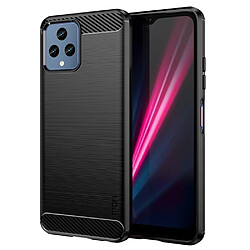 Coque en TPU MOFI surface brossée, texture en fibre de carbone pour votre T-Mobile REVVL 6 5G - noir