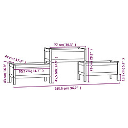 vidaXL Jardinière Gris 245,5x44x75 cm Bois massif de pin pas cher