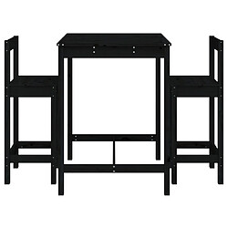 Acheter Maison Chic Table de bar et chaises d'extérieur 3 pcs,Ensemble de bar de jardin pour relax noir bois de pin massif -GKD992908