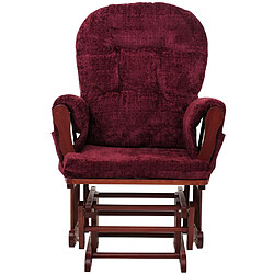 Mendler Fauteuil relax HWC-C76, fauteuil à bascule Fauteuil à bascule avec pouf Tissu/Textile chenille (465g/m²) ~ bordeaux, piètement foncé pas cher