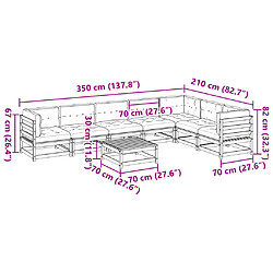 vidaXL Salon de jardin 8 pcs avec coussins marron cire bois pin massif pas cher