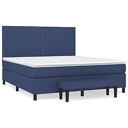 vidaXL Sommier à lattes de lit avec matelas Bleu 180x200 cm Tissu