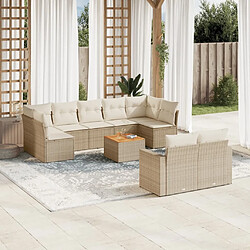 Maison Chic Salon de jardin avec coussins 10 pcs | Ensemble de Table et chaises | Mobilier d'Extérieur beige résine tressée -GKD30571