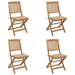 vidaXL Chaises pliables de jardin lot de 4 avec coussins Bois d'acacia 