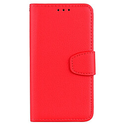 Wewoo Étui en cuir à rabat horizontal Texture Litchi pour Huawei Mate 20 Pro, avec support et logements pour cartes, ainsi que portefeuille et lanière (rouge)