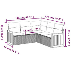 Avis Maison Chic Salon de jardin avec coussins 5 pcs | Ensemble de Table et chaises | Mobilier d'Extérieur beige résine tressée -GKD75294