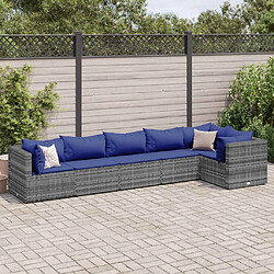 vidaXL Salon de jardin 6 pcs avec coussins Gris Résine tressée