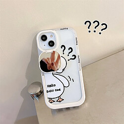 GUPBOO Étui pour iPhone12 Tête inclinable point d'interrogation canard dessin animé étui de téléphone portable miroir support femme