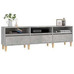 Avis vidaXL Meuble TV gris béton 150x30x44,5 cm bois d'ingénierie