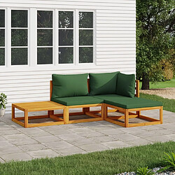 Maison Chic Salon de jardin 4 pcs + coussins - Mobilier/Meubles de jardin - Table et chaises d'extérieur vert bois massif -MN64990