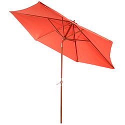 Mendler Parasol de jardin en bois parasol de marché Florida 3m, stable, inclinable, manivelle ~ terre cuite