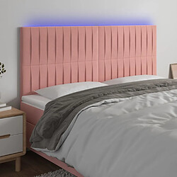 Maison Chic Tête de lit scandinave à LED,meuble de chambre Rose 180x5x118/128 cm Velours -MN27870