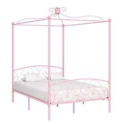 Maison Chic Lit adulte - Cadre de lit à baldaquin,Structure du lit Contemporain Rose Métal 120 x 200 cm -MN96331