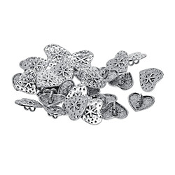 Avis 30x Bouton de Forme Coeur Motif Neige Idéal pour Variété de Couture Tricot de Crochet Argent