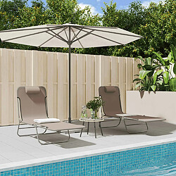 Maison Chic Lot de 2 Chaises longues pliables | Bain de soleil Relax | Transat marron textilène et acier -GKD62661