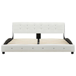 Avis vidaXL Lit avec matelas Blanc Similicuir 160x200 cm