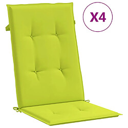 vidaXL Coussins de chaise de jardin à dossier haut lot de 4 vert vif