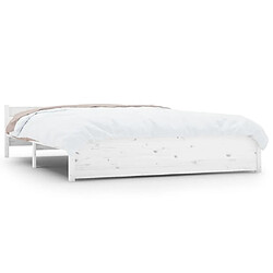 Maison Chic Lit adulte - Lit simple Cadre de lit,Structure du lit Contemporain Blanc Bois massif 140x190 cm -MN55631