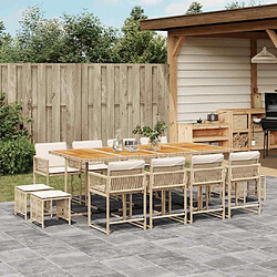 vidaXL Ensemble à manger de jardin et coussins 13 pcs beige