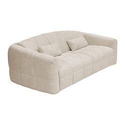 Avis Vente-Unique Canapé 4 places convertible express en tissu bouclette beige - Couchage 160 cm - Matelas 14 cm RETUNA II