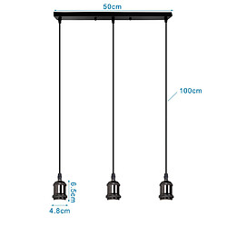 Acheter Stoex Suspension de 3 Douille de lampe E27 Luminaire , Lustre plafond Lampe Accessoires Pendentif Support de Barre Lampe plafonnier Antique Edison,Noir