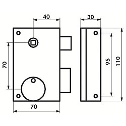 THIRARD - SERRURE APPLIQ VERTI PDT 1/2T 70X110