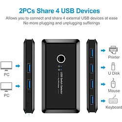 Avis USB 3.0 Switcher Sélecteur 2 Ordinateurs Partage 4 Périphériques USB KVM Commutateur Hub Adaptateur pour Clavier Souris Imprimante Scanner, disques