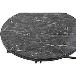 Pegane Table basse, table de salon ronde en métal et marbre coloris noir - diamètre 80 x Hauteur 35 cm pas cher