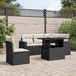 vidaXL Salon de jardin 6 pcs avec coussins noir résine tressée