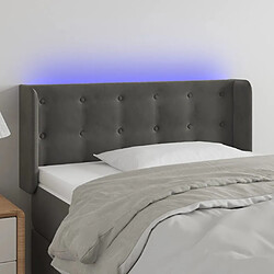 vidaXL Tête de lit à LED Gris foncé 83x16x78/88 cm Velours