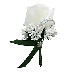 Stimulation Broche Fleur Rose Épingle De Corsage Mariage Blanc et Vert Foncé