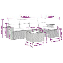 vidaXL Salon de jardin avec coussins 6 pcs marron résine tressée pas cher