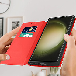 Avis Avizar Housse pour Samsung Galaxy S23 Ultra Clapet Porte-carte Support Vidéo rouge